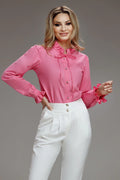 Camasa Timea roz cu guler si mansete incretite 4