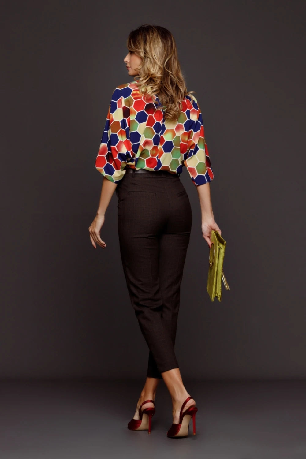 Pantaloni Aurelia maro cu carouri 2