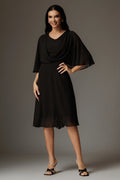 Rochie Adina negru cu maneci tip fluture