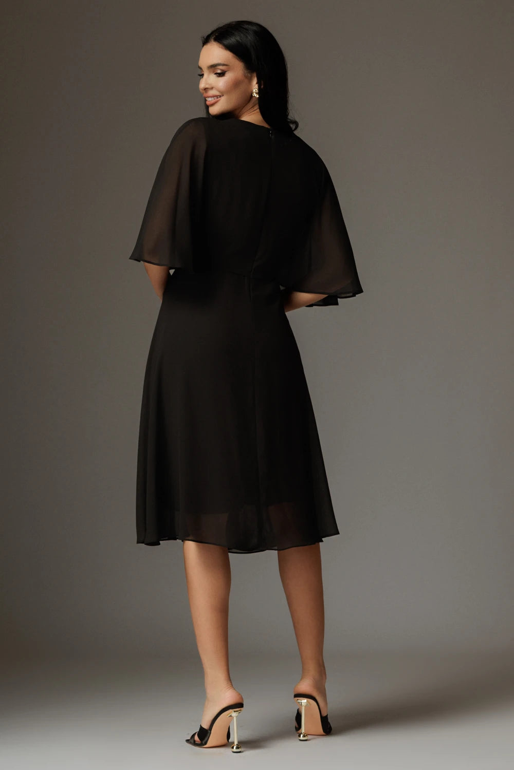 Rochie Adina negru cu maneci tip fluture 2