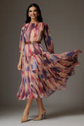 Rochie Alexandra fucsia cu print abstract