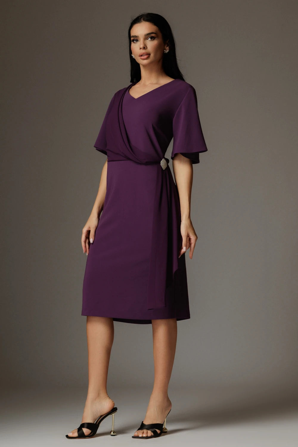 Rochie Anastasia mov cu drapaj elegant