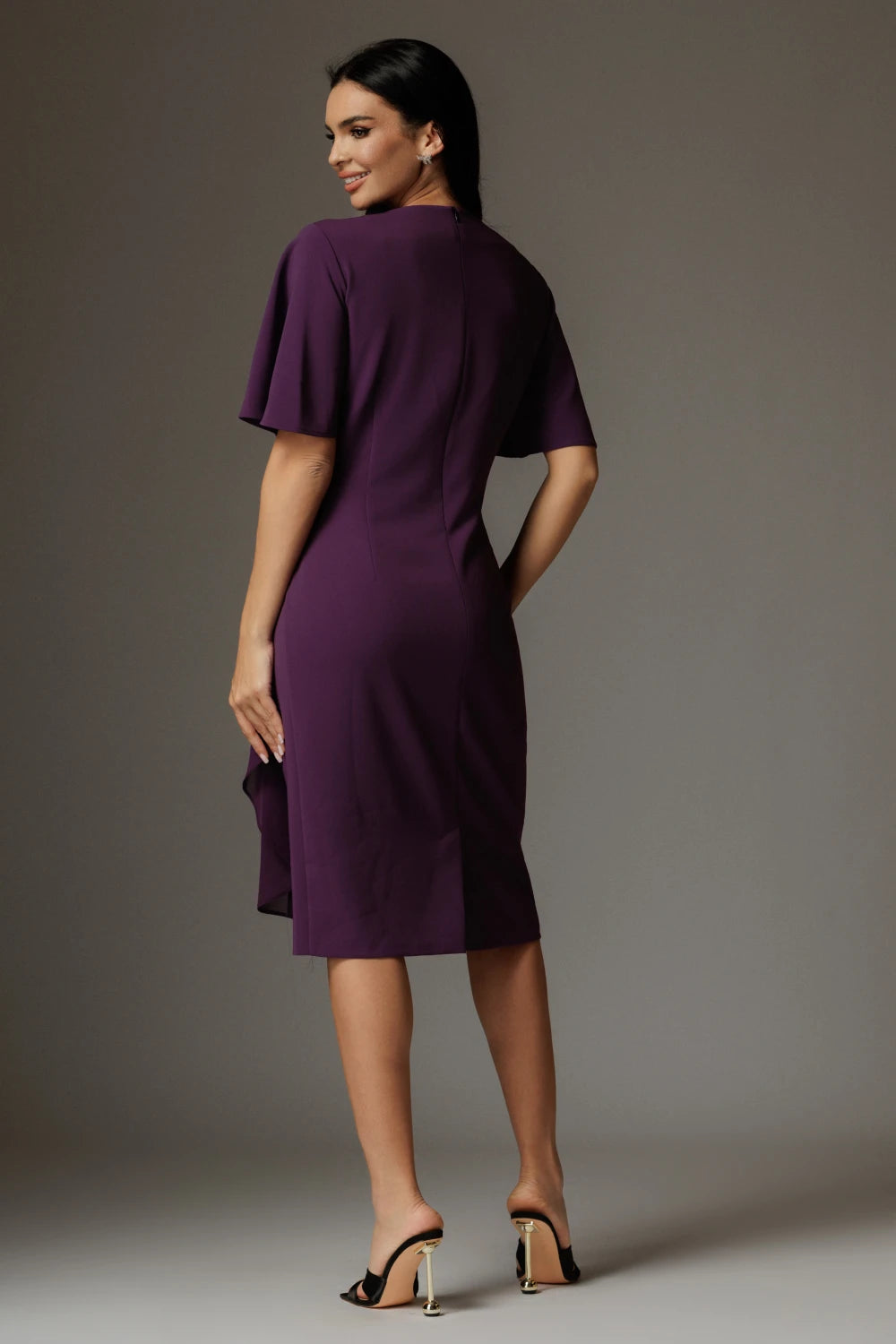Rochie Anastasia mov cu drapaj elegant 3