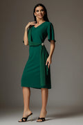 Rochie Anastasia verde cu drapaj elegant