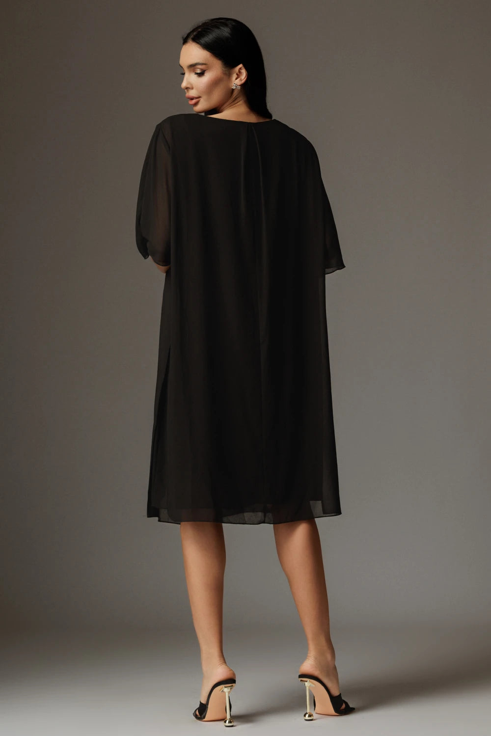 Rochie Aurora negru cu decolteu decorat 2