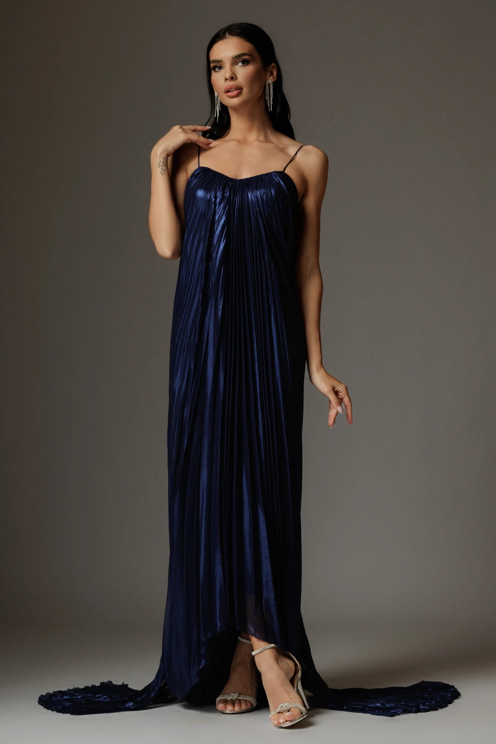 Rochie Beatrice bleumarin plisata