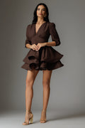 Rochie Camelia cu Volane Maro
