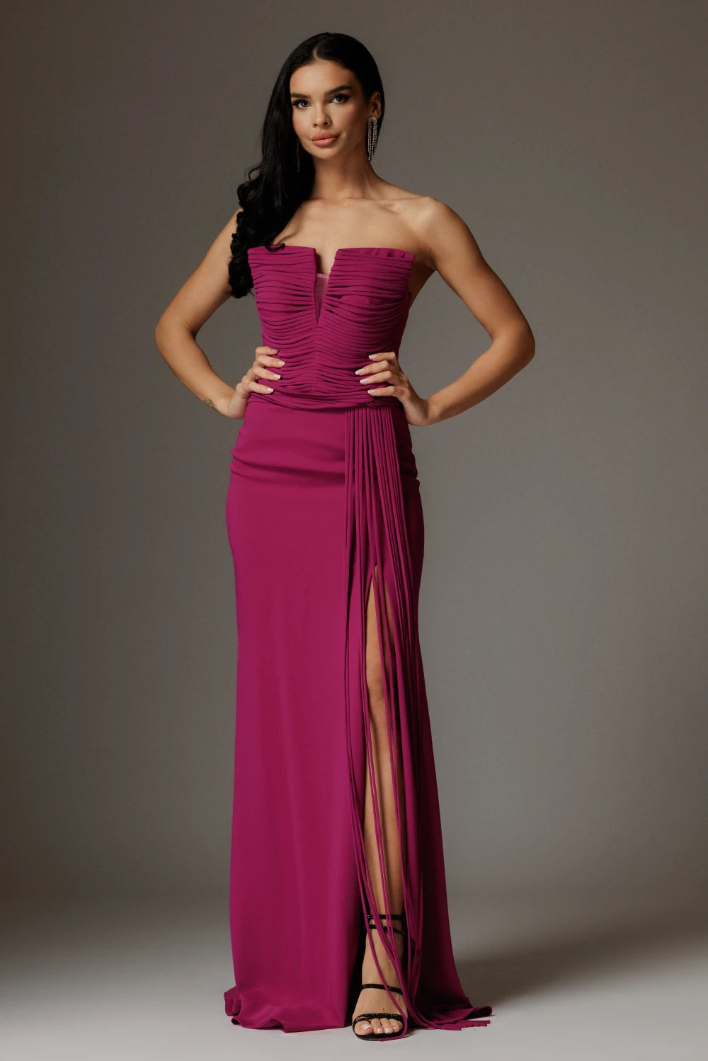 Rochie Camelia fucsia lunga cu corset