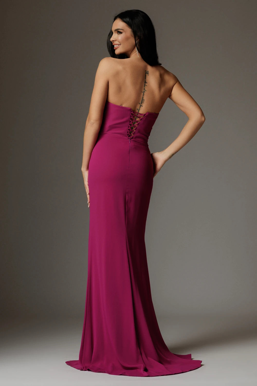 Rochie Camelia fucsia lunga cu corset 2