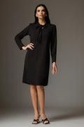 Rochie Diana negru cu guler tip esarfa