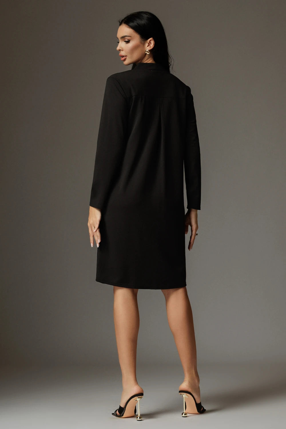 Rochie Diana negru cu guler tip esarfa 2
