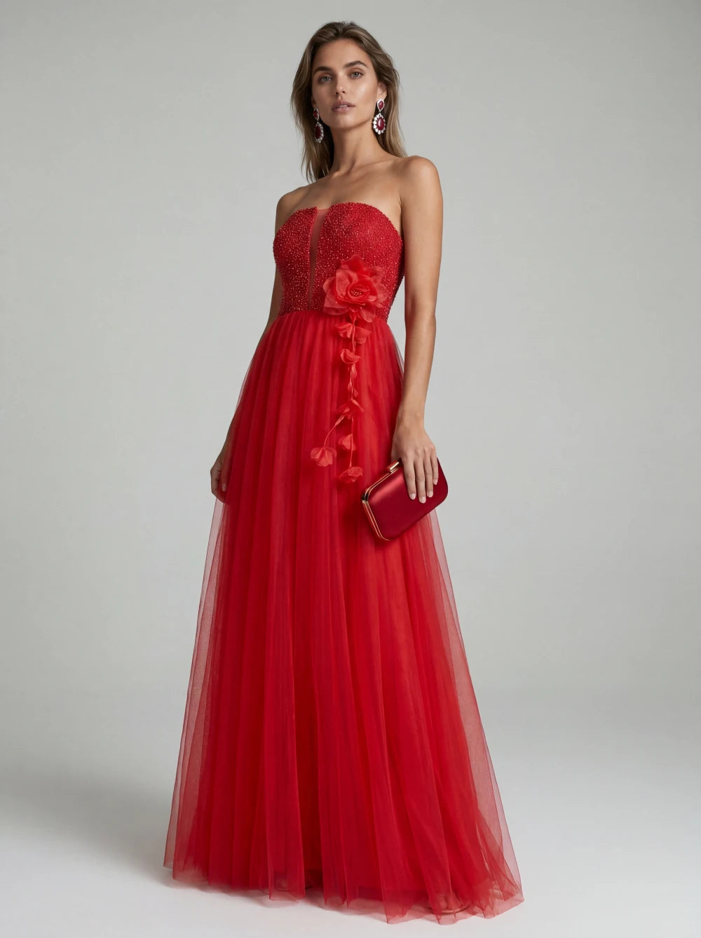 Rochie Lungă Roșie Elegantă pentru Gală și Evenimente Speciale cu Bustieră Tip Corset – Kaia