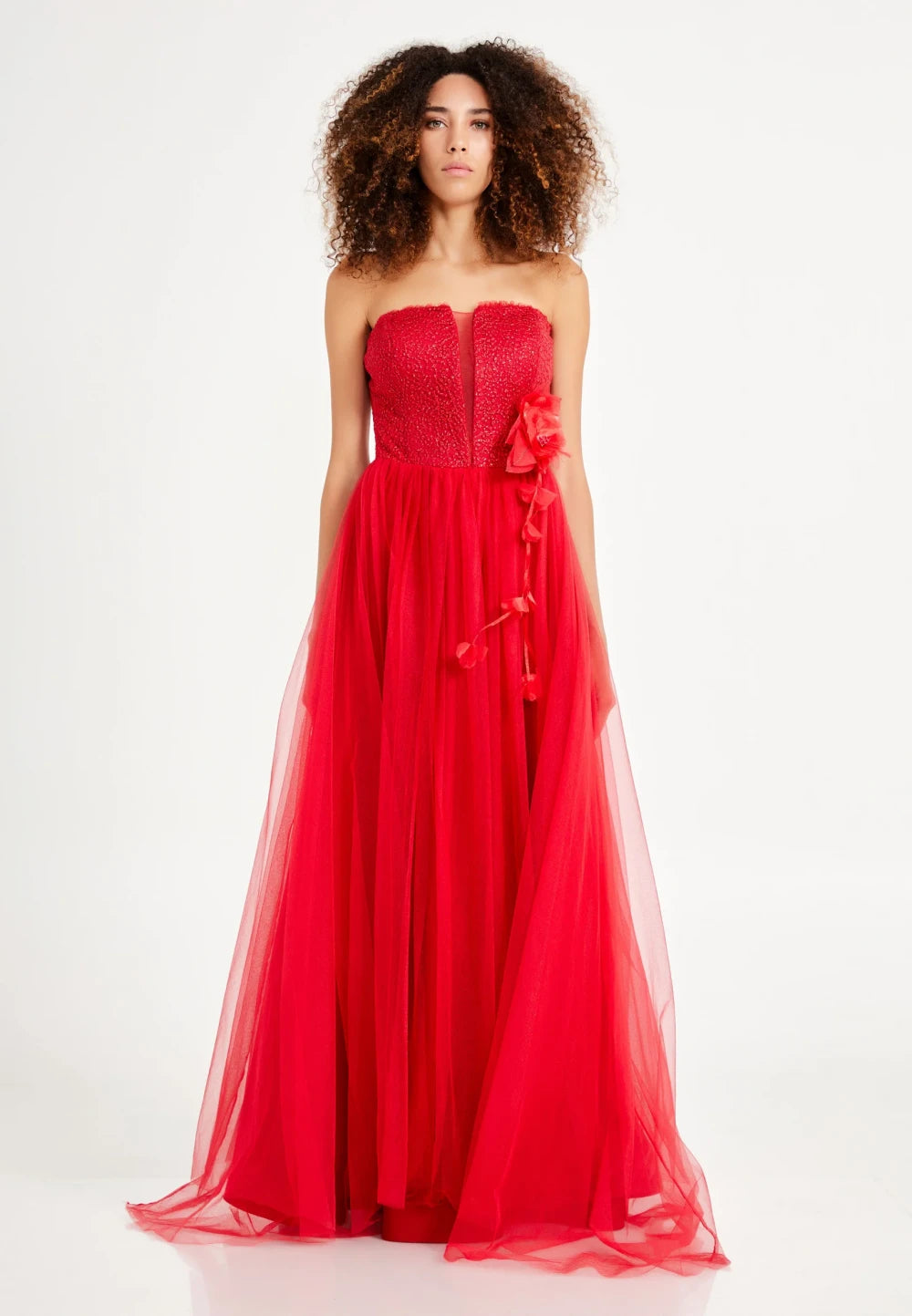 Rochie Lungă Roșie Elegantă pentru Gală și Evenimente Speciale cu Bustieră Tip Corset – Kaia 2