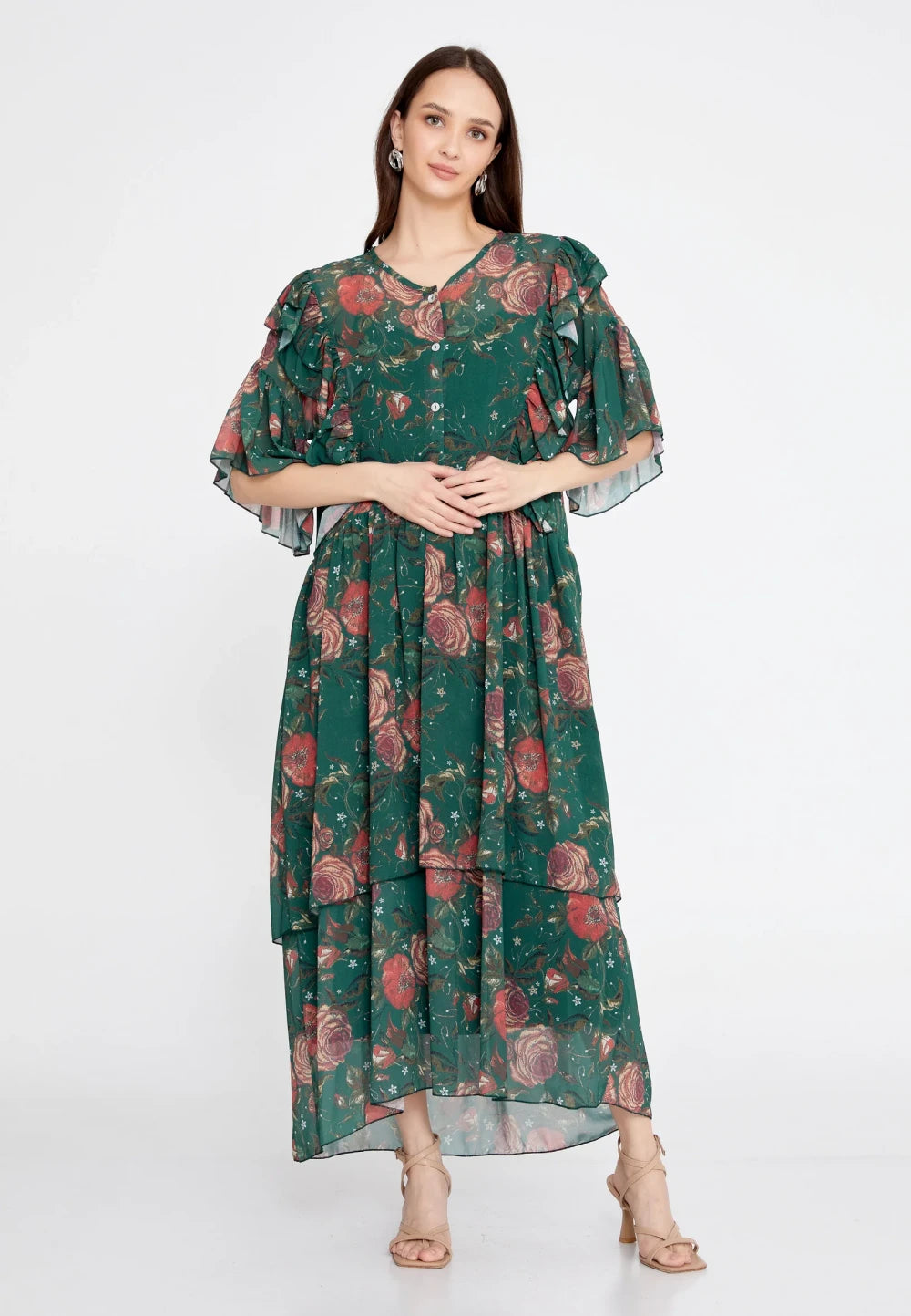 Rochie Katinca cu imprimeu verde 2