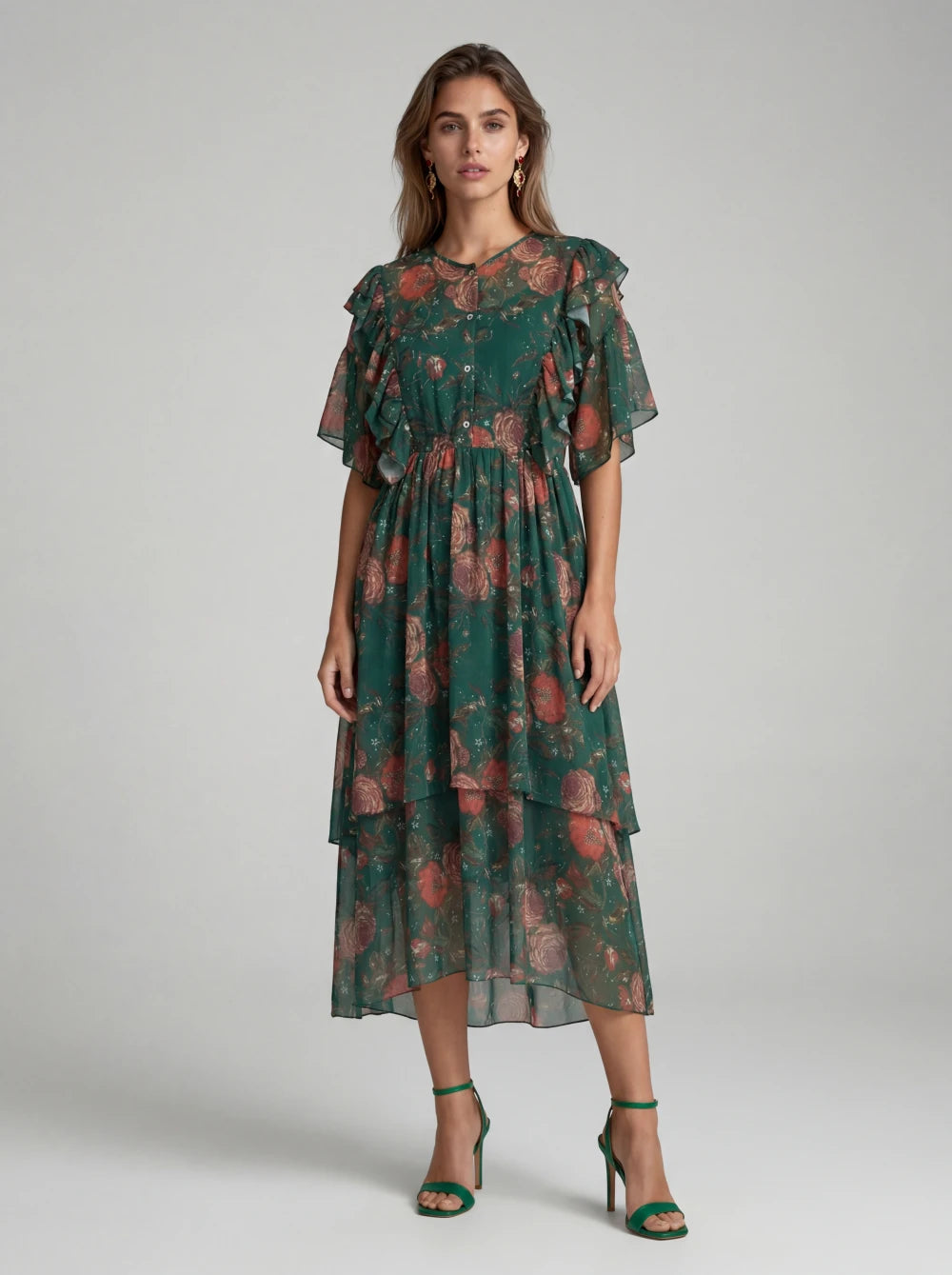 Rochie Katinca cu imprimeu verde