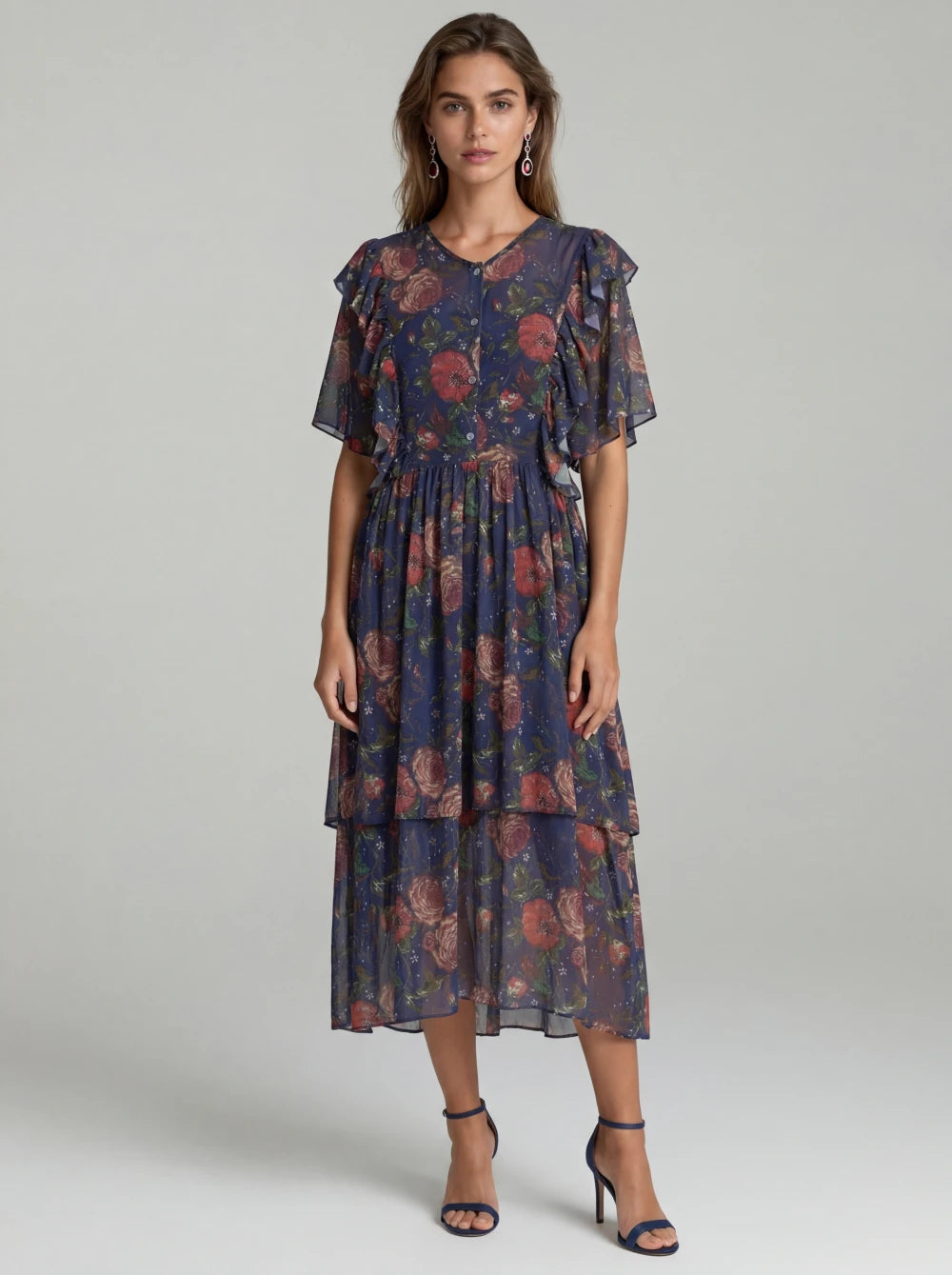 Rochie Katinca cu imprimeu albastru