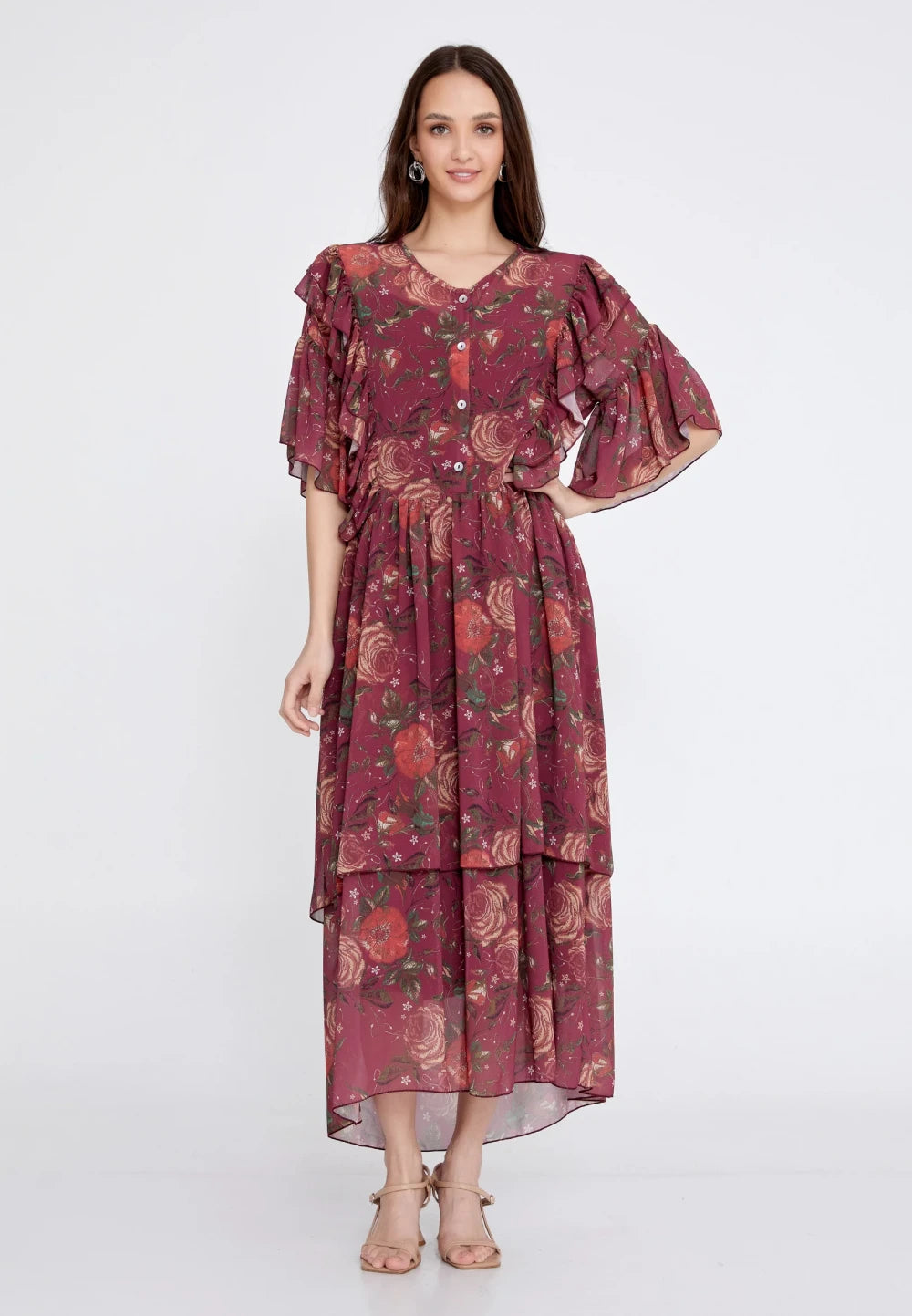 Rochie Katinca cu imprimeu bordo 2