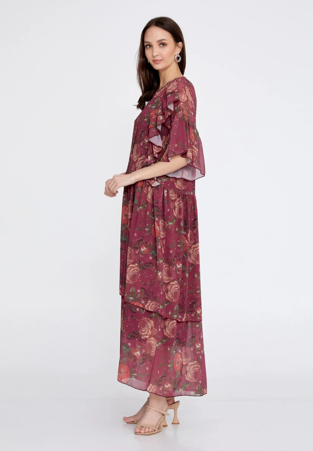 Rochie Katinca cu imprimeu bordo 4