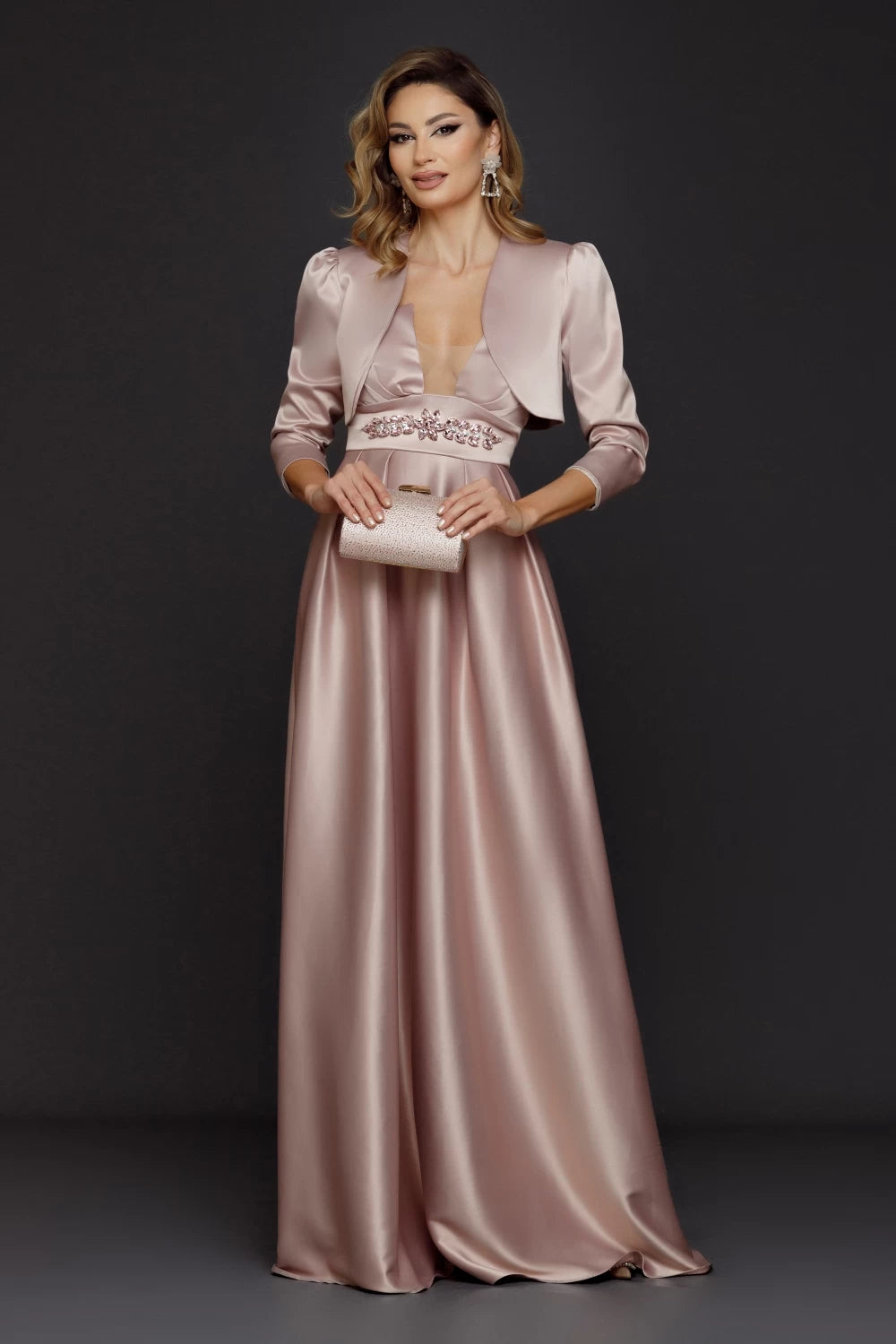 Rochie lunga Caterine roz 4