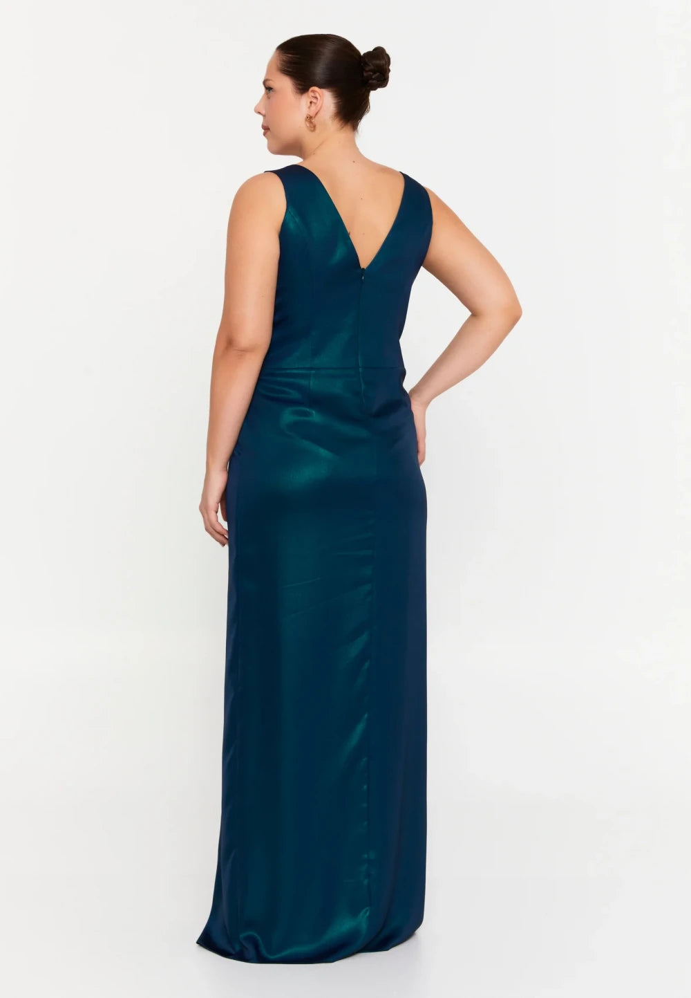 Rochie lunga Sellina albastru petrol 3