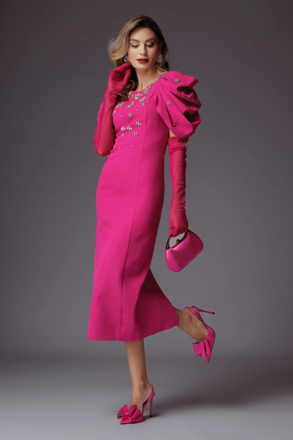 Rochie Malvina fucsia 3