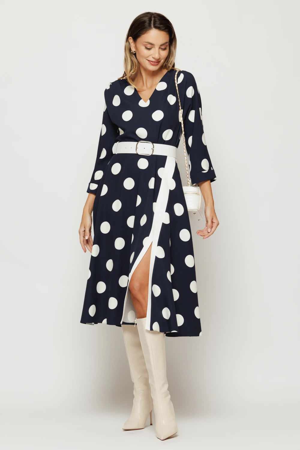 Rochie Nolia bleumarin cu buline