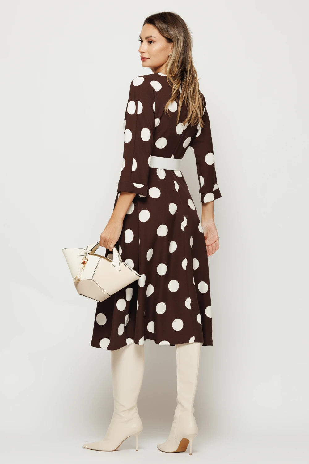 Rochie Nolia maro cu buline 2