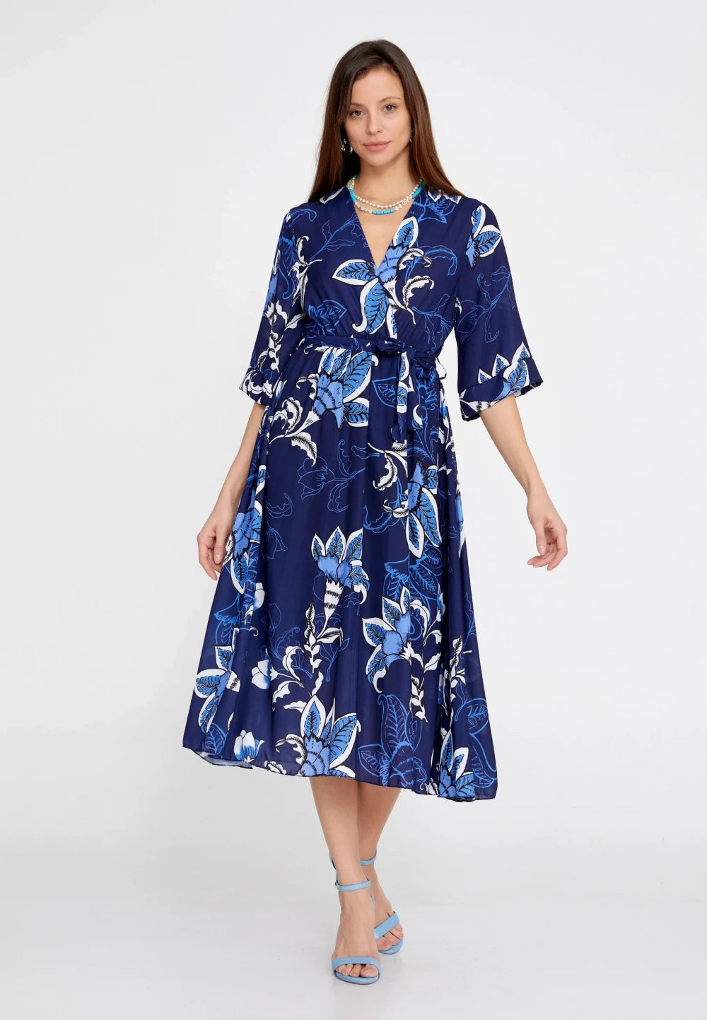 Rochie Patrizia albastra cu imprimeu 2
