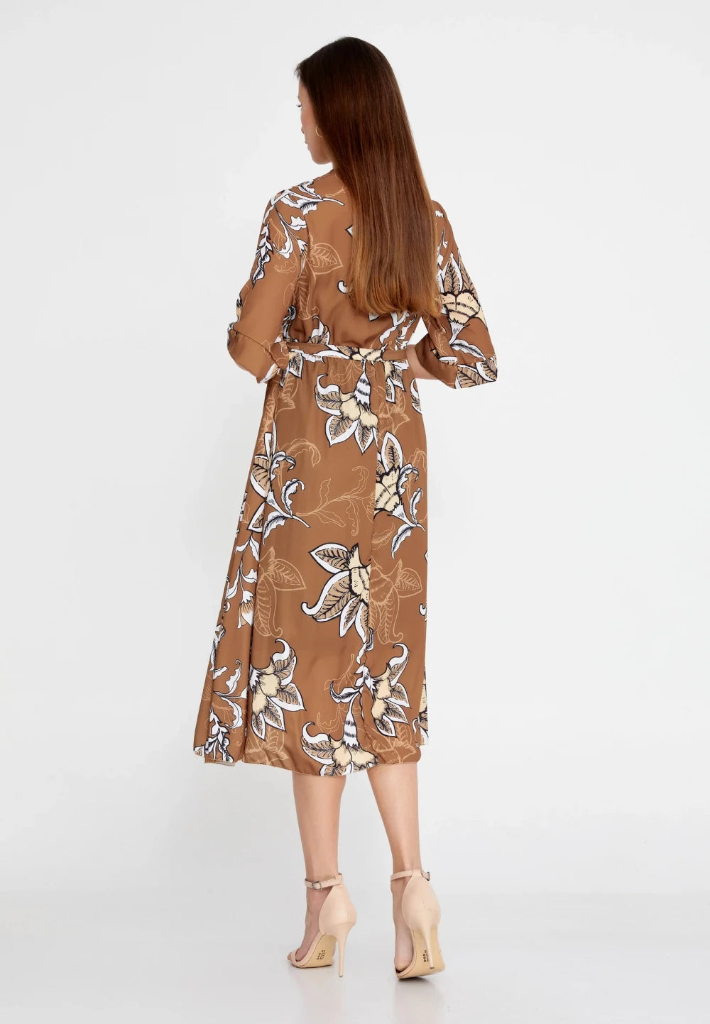 Rochie Patrizia crem cu imprimeu 3