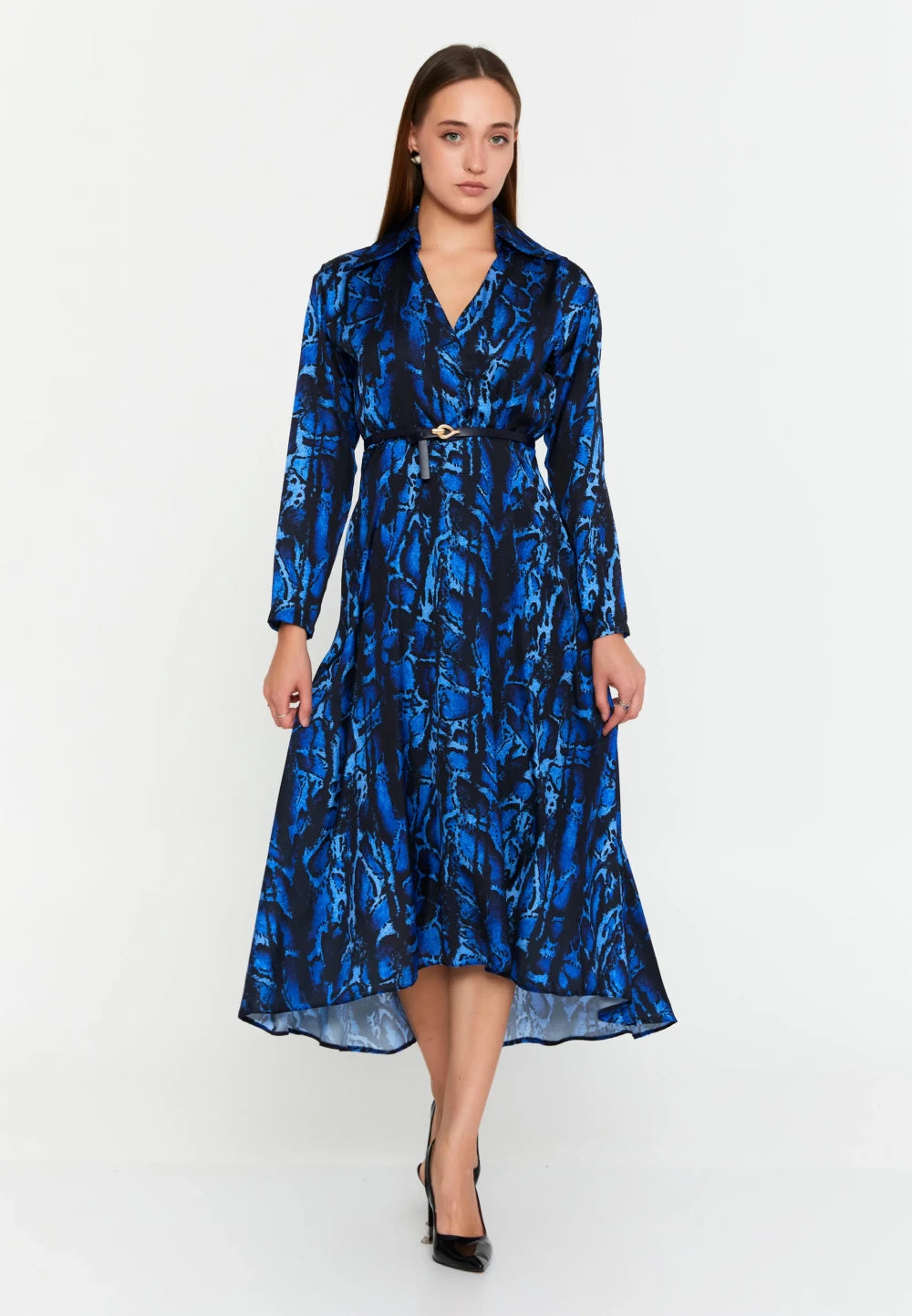 Rochie Rachel cu imprimeu albastru 2