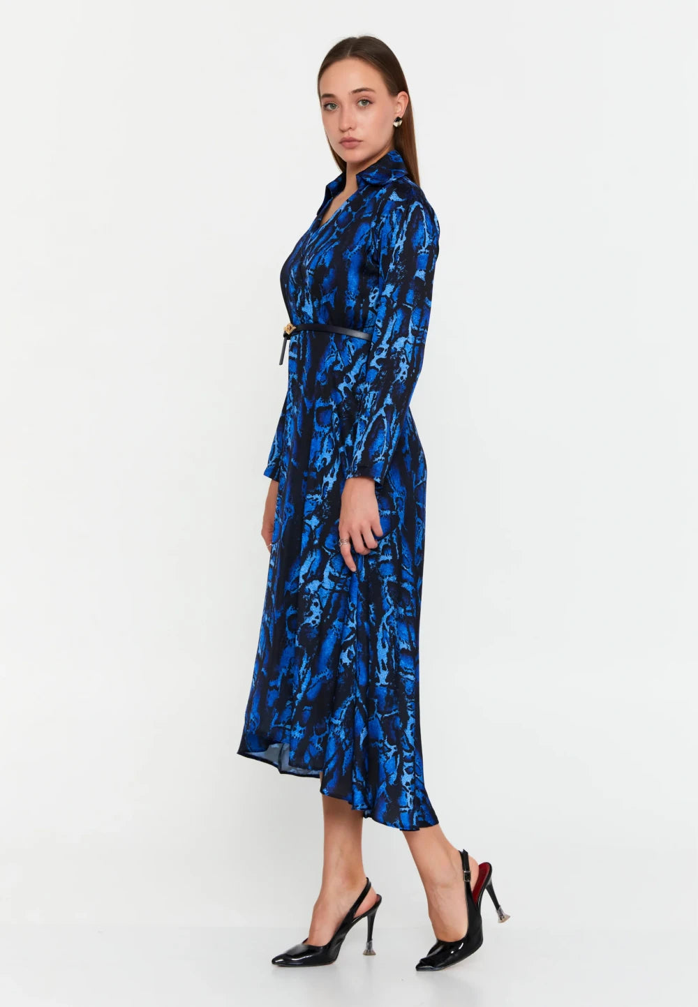 Rochie Rachel cu imprimeu albastru 4