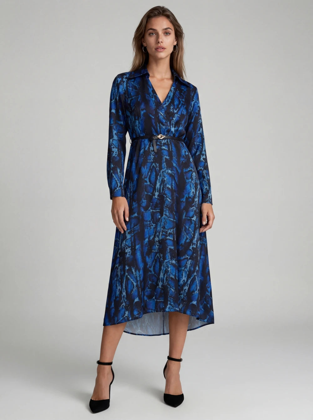Rochie Rachel cu imprimeu albastru