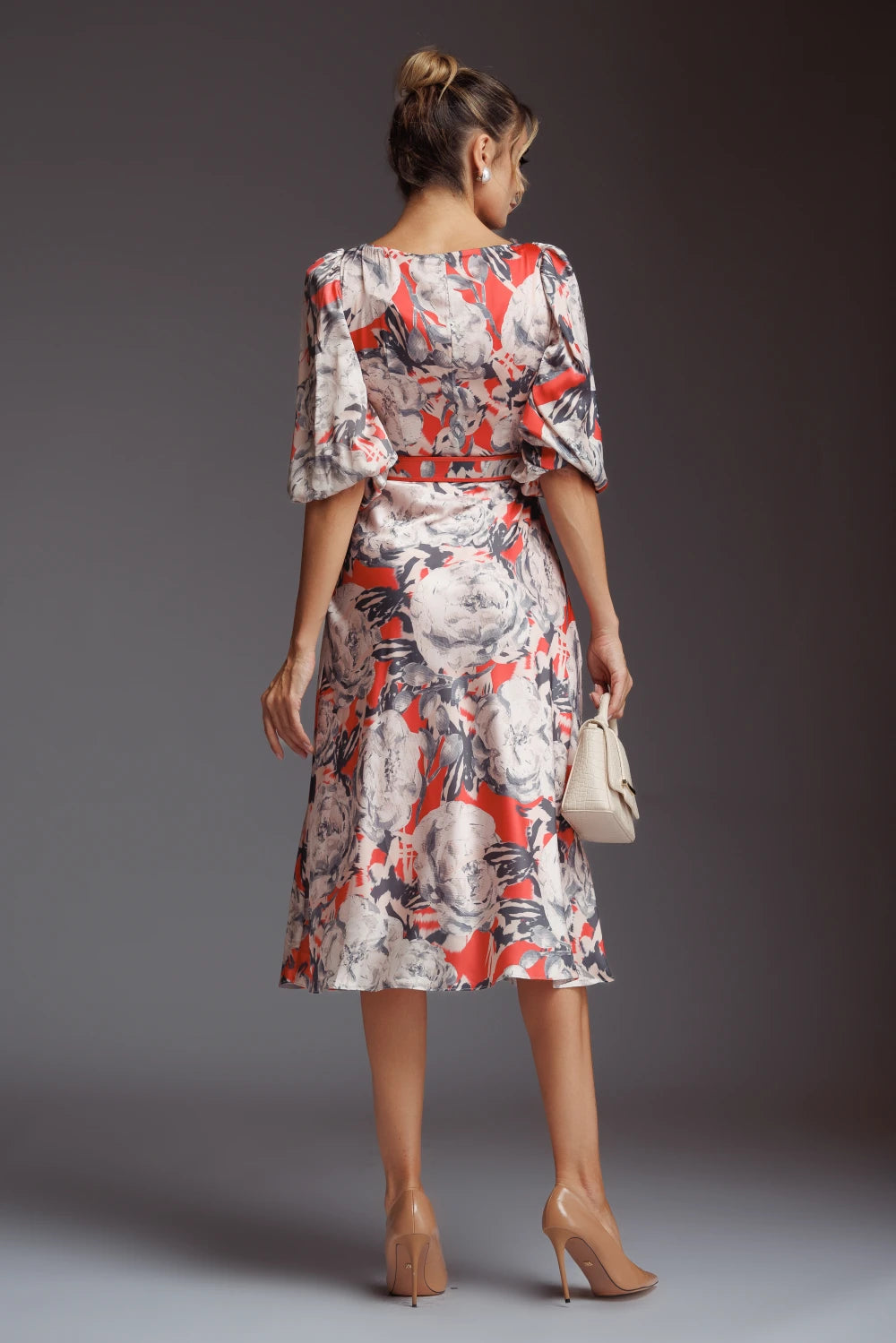 Rochie Raven crem cu rosu 3