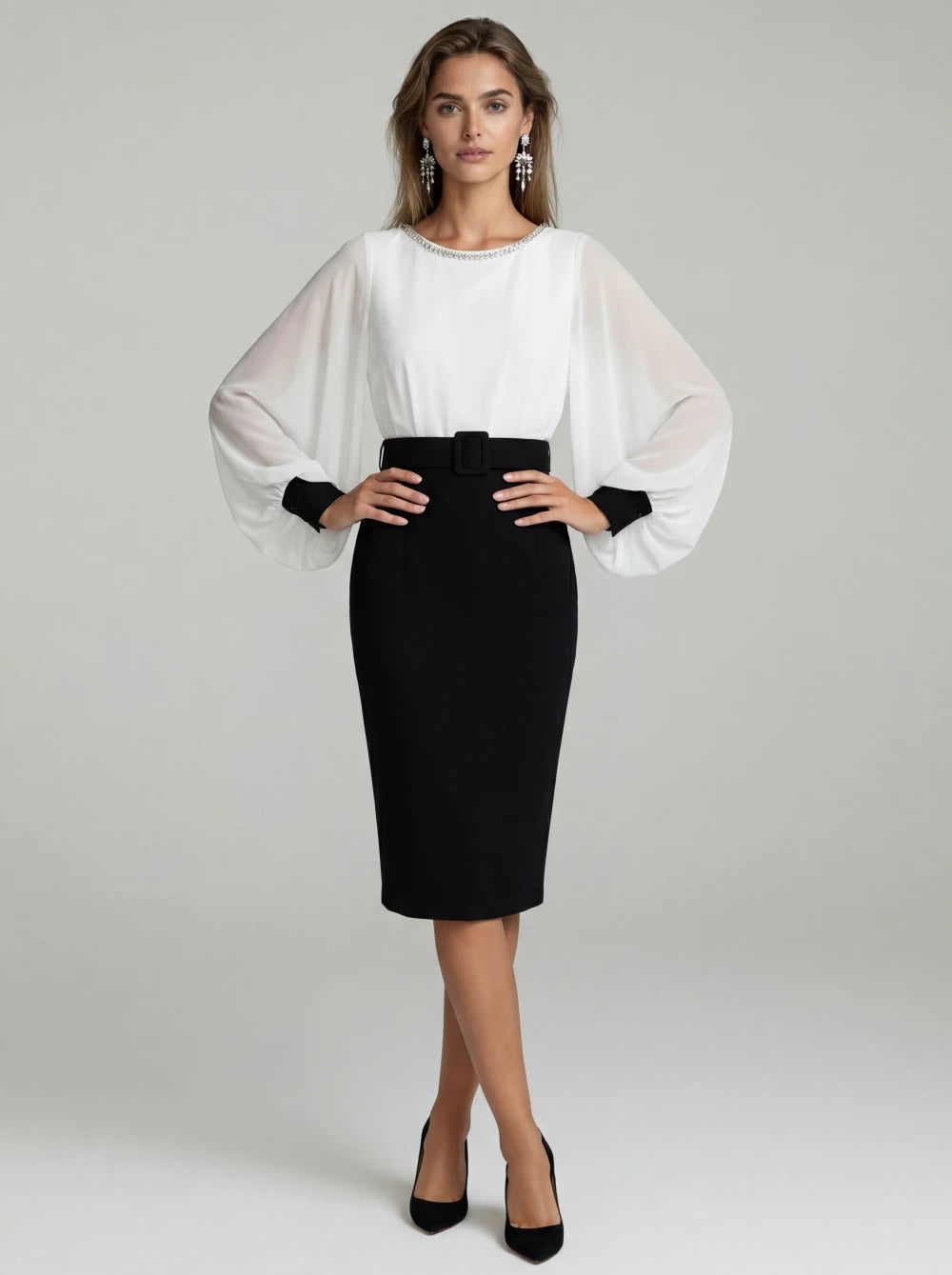 Rochie Taylor negru cu alb