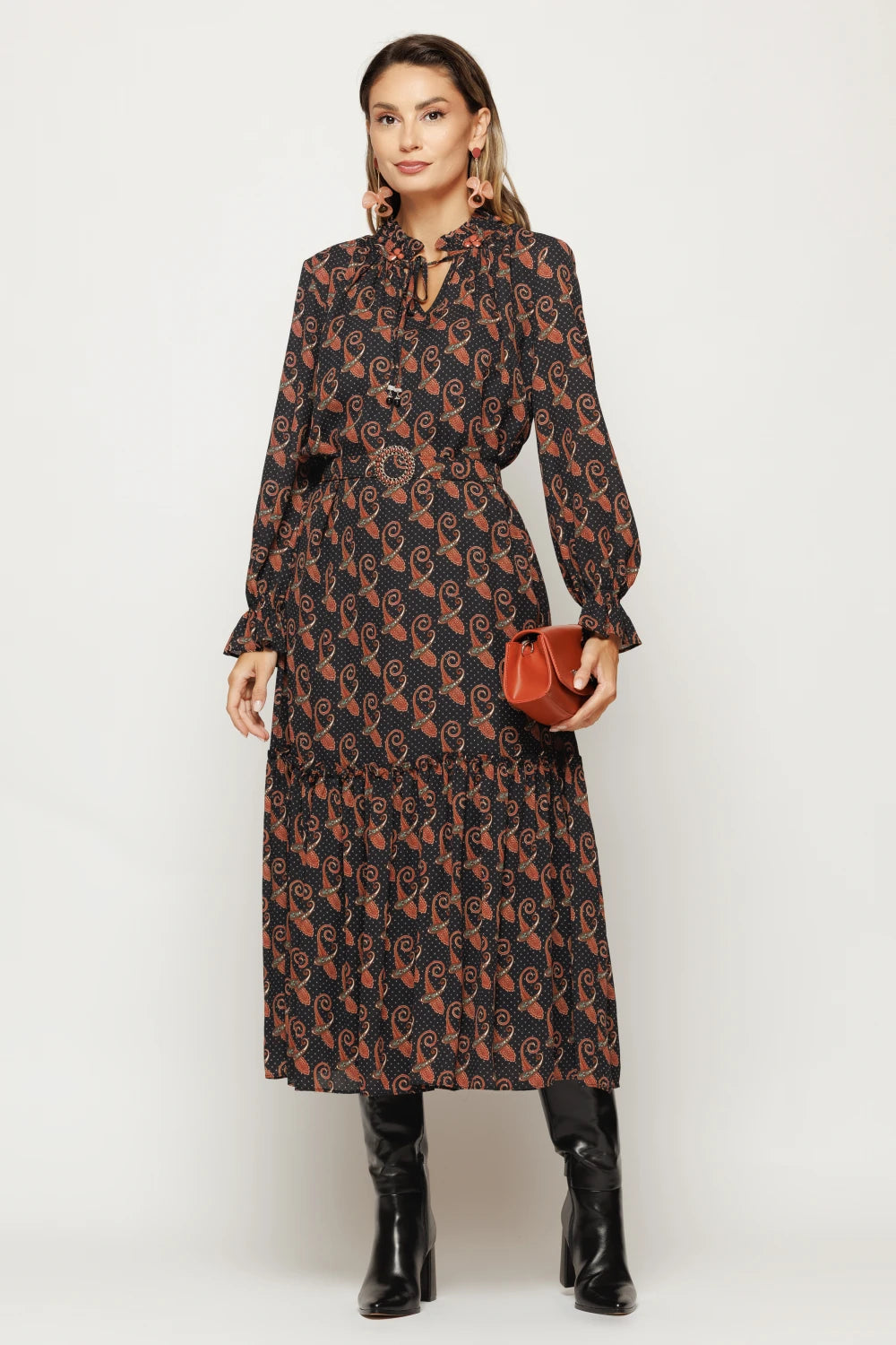 Rochie Tess cu imprimeu maro