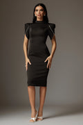 Rochie Thea negru cu umeri structurati