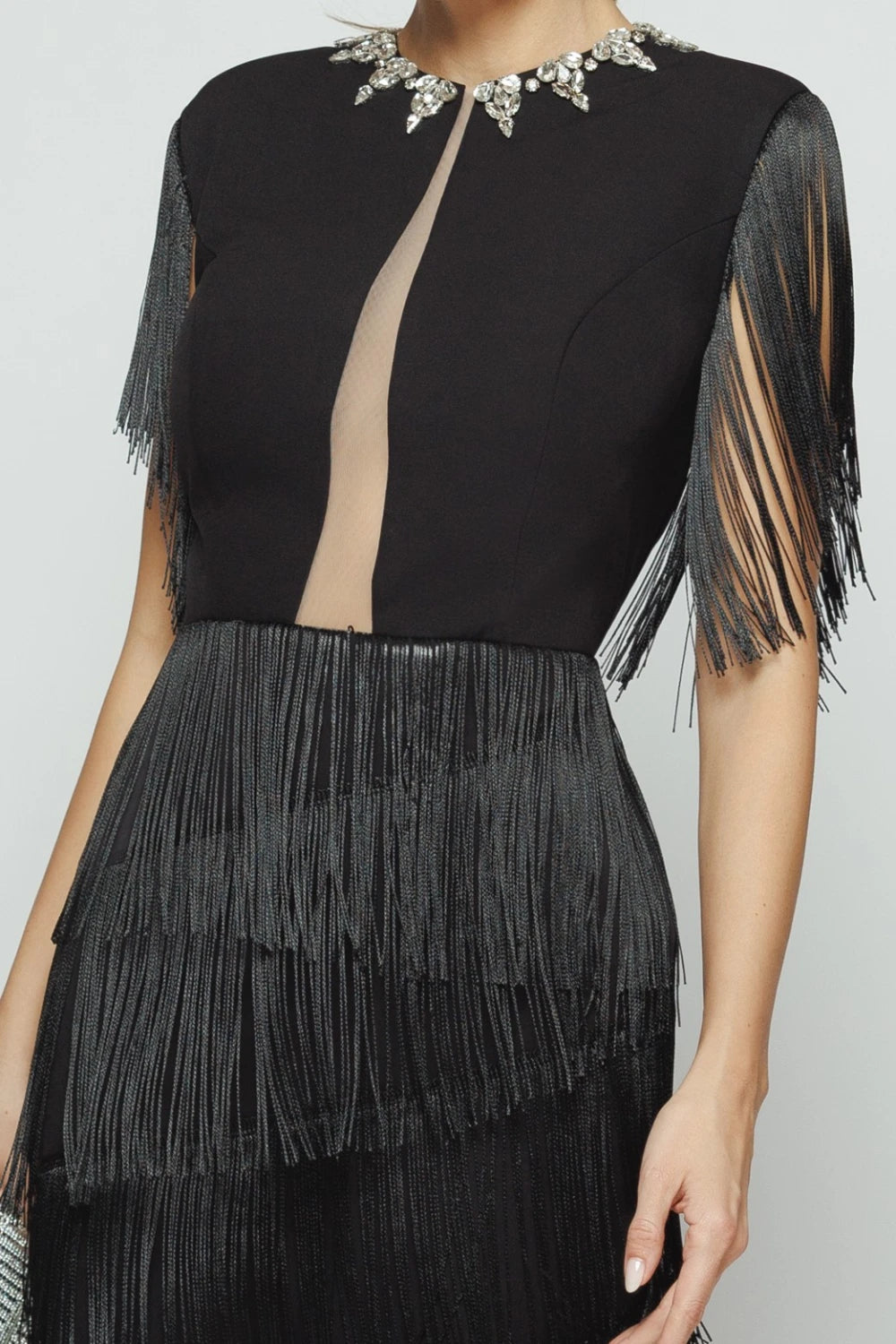 Rochie Zondra neagra cu franjuri 2