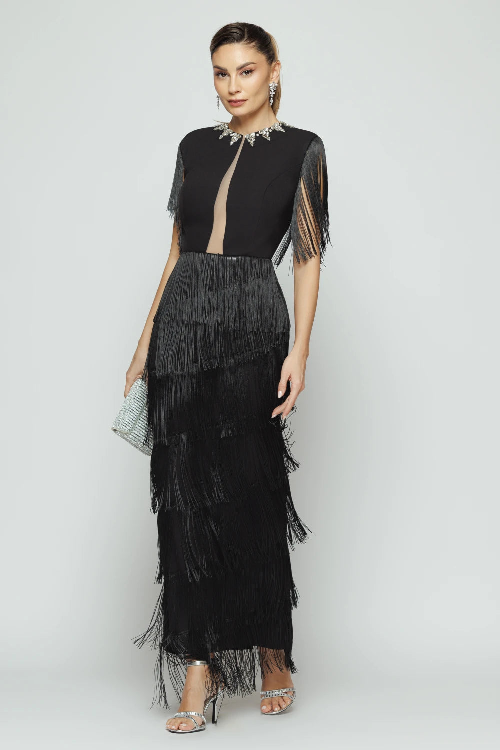 Rochie Zondra neagra cu franjuri 3