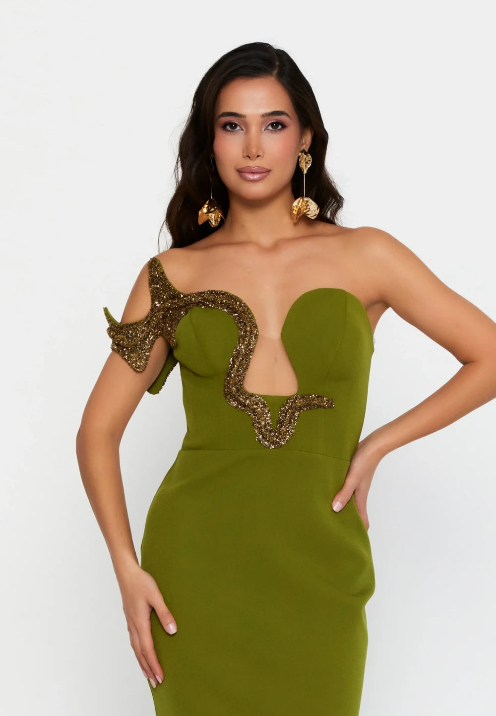 Rochie Claire verde lime lungă elegantă tip sirenă 4