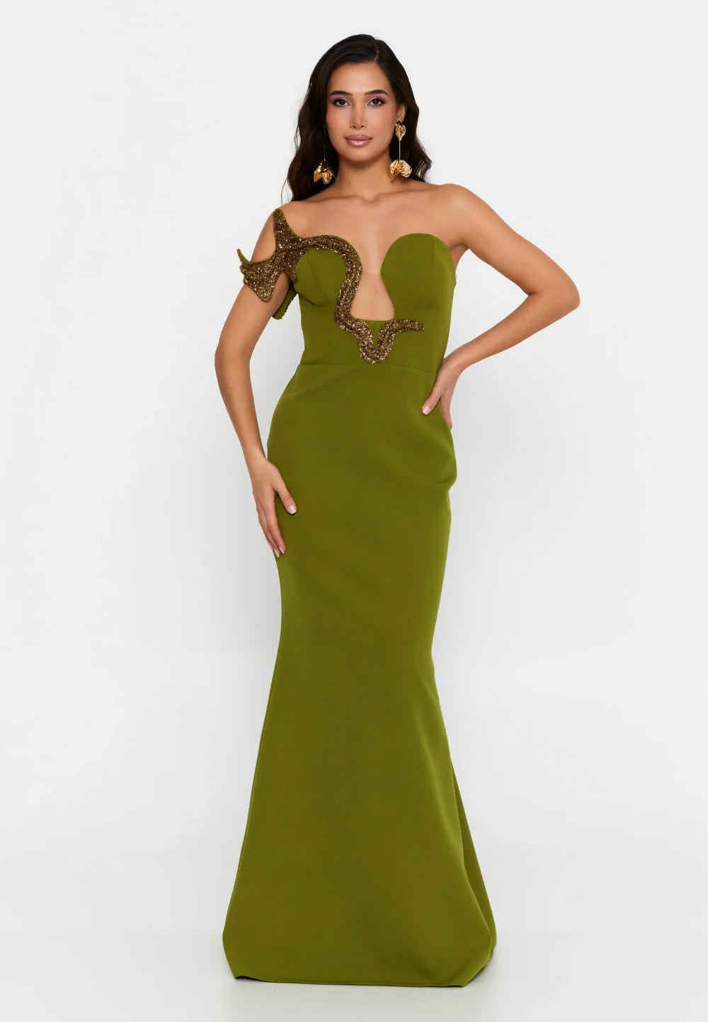 Rochie Claire verde lime lungă elegantă tip sirenă 2
