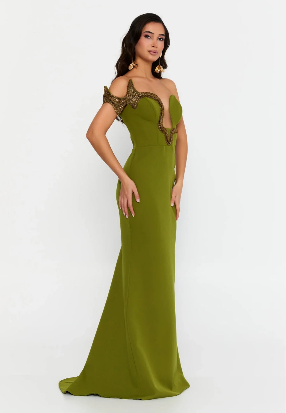Rochie Claire verde lime lungă elegantă tip sirenă 3