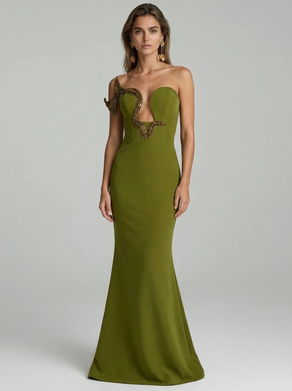 Rochie Claire verde lime lungă elegantă tip sirenă